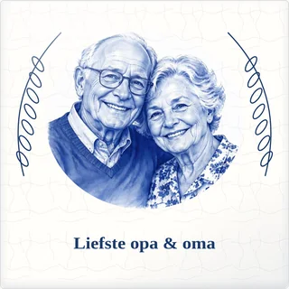 Tegeltje met foto liefste opa oma samen is thuis van keramiek in detail