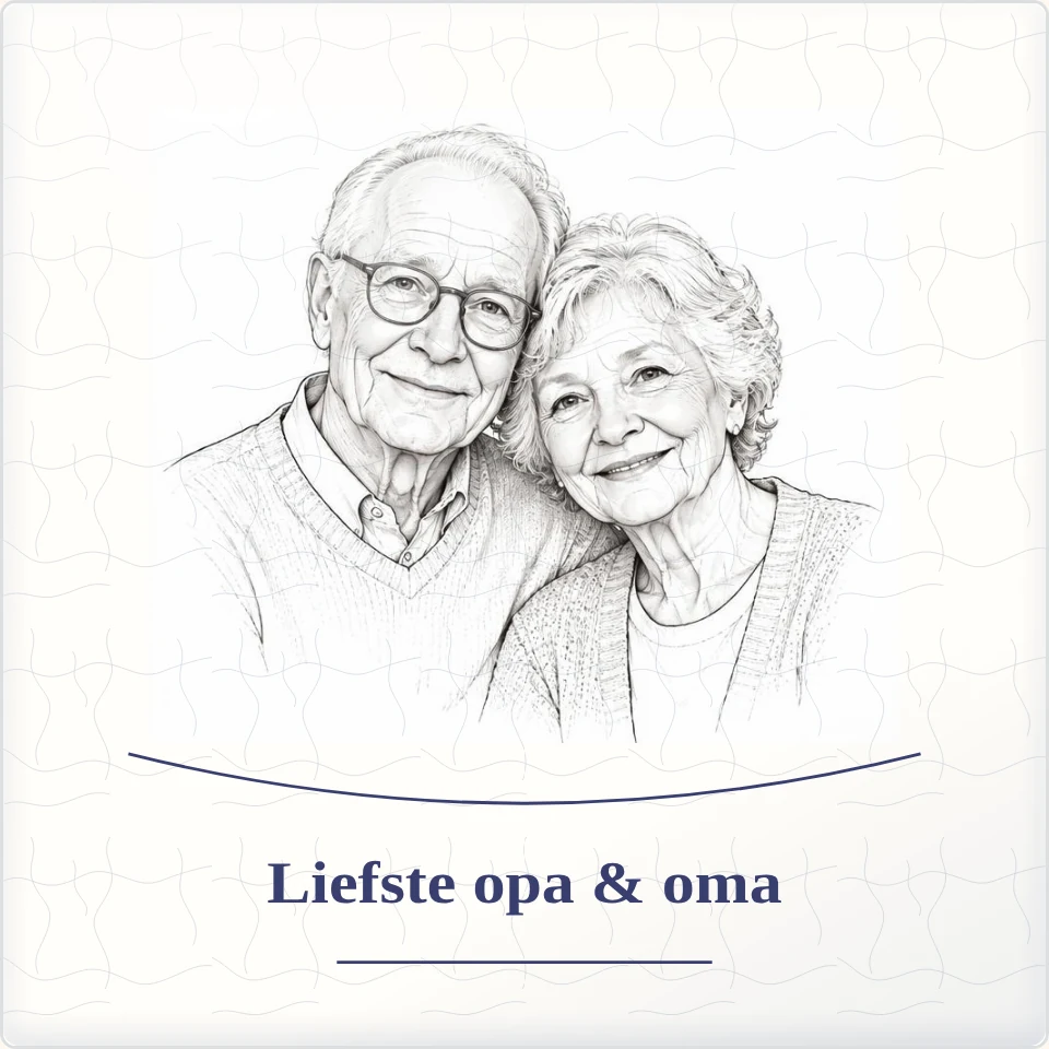 Tegeltje met foto liefste opa oma geluk in kleine dingen van keramiek in detail