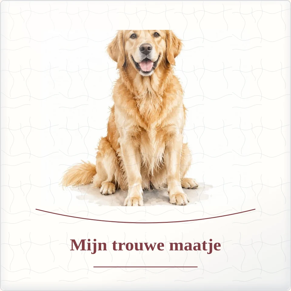 Tegeltje met foto mijn trouwe maatje geluk in kleine dingen van keramiek in detail