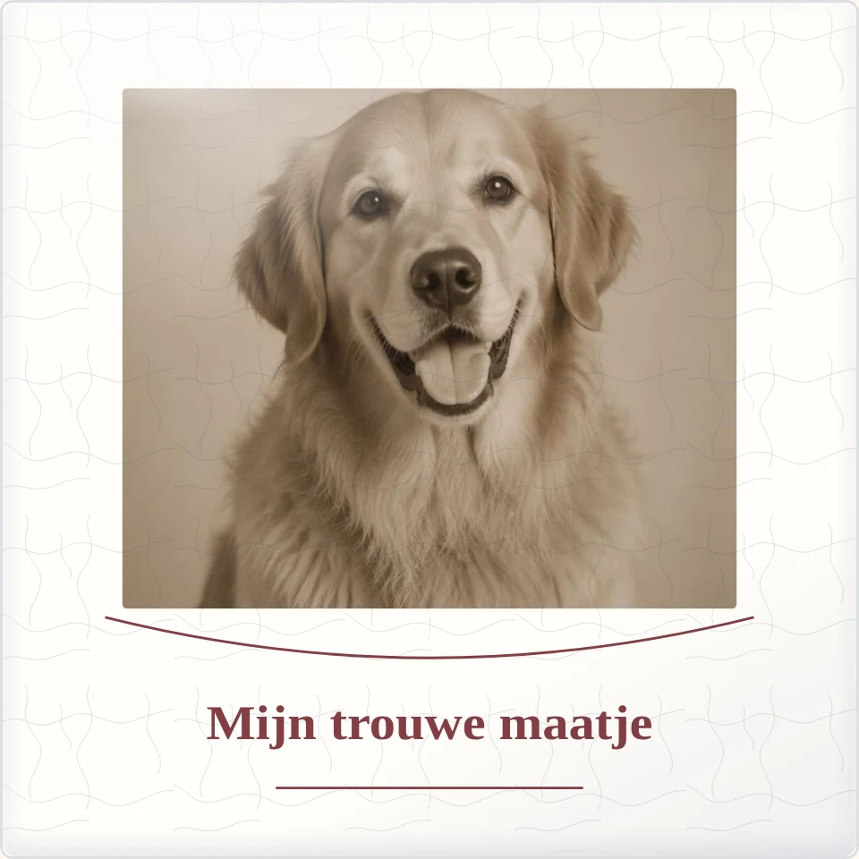 Tegeltje met foto mijn trouwe maatje geluk in kleine dingen van keramiek in detail