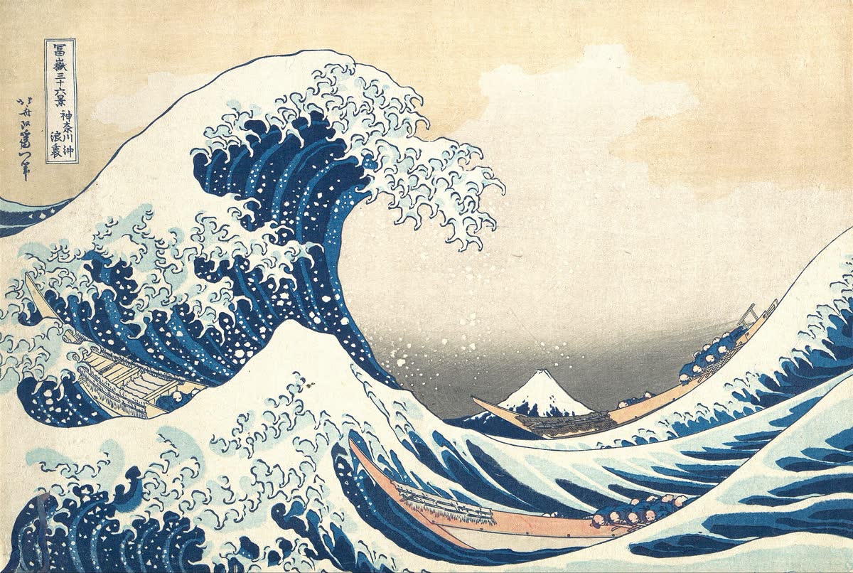 De grote golf bij Kanagawa van Hokusai op een keramisch kunsttegeltje