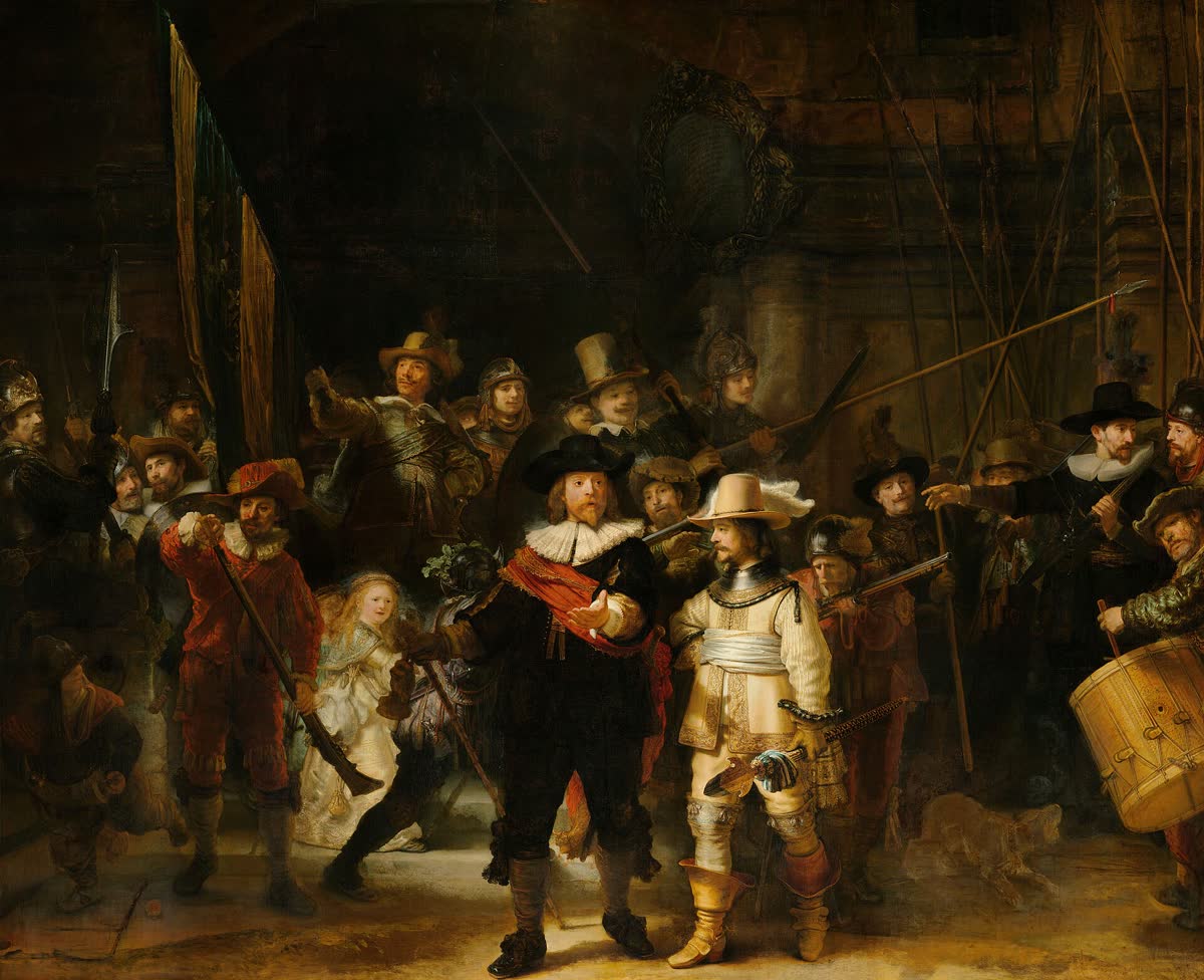 De Nachtwacht van Rembrandt van Rijn op een keramisch kunsttegeltje
