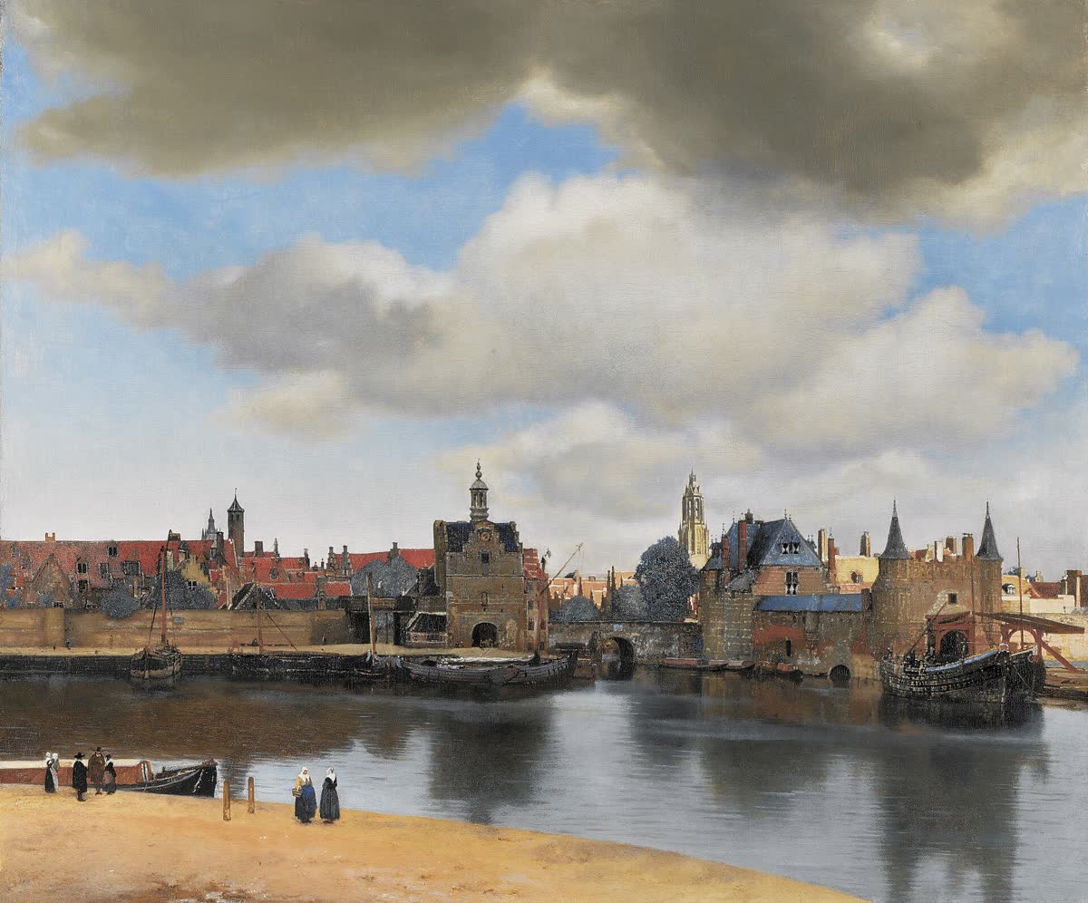Gezicht op Delft van Johannes Vermeer op een keramisch kunsttegeltje