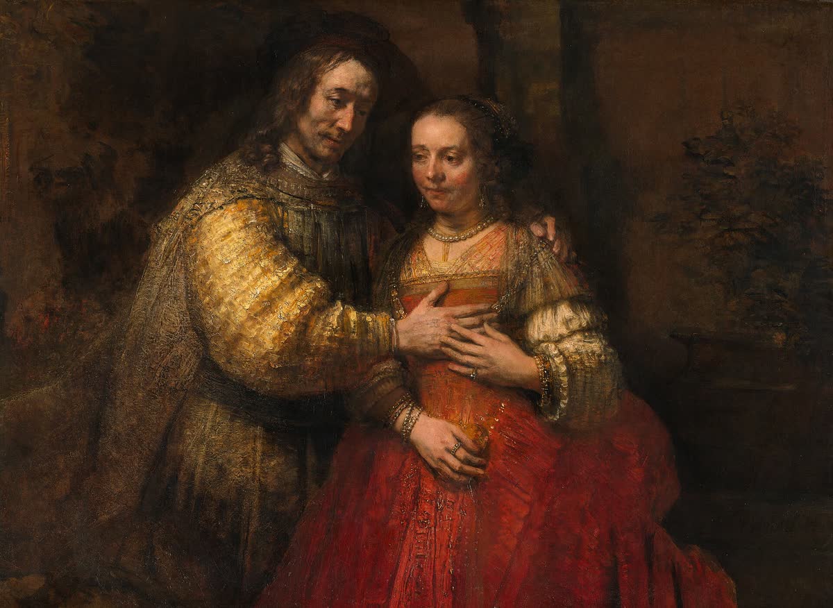 Het Joodse bruidje van Rembrandt op een keramisch kunsttegeltje
