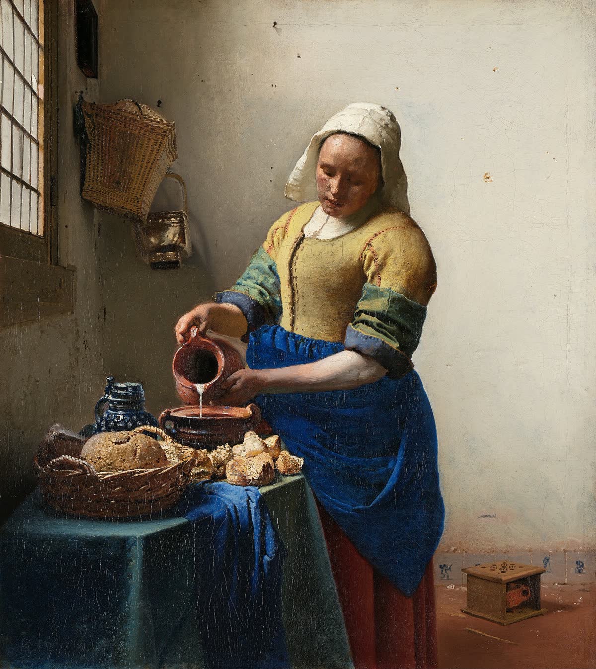 Het melkmeisje van Johannes Vermeer als kunstwerk op een keramisch tegeltje