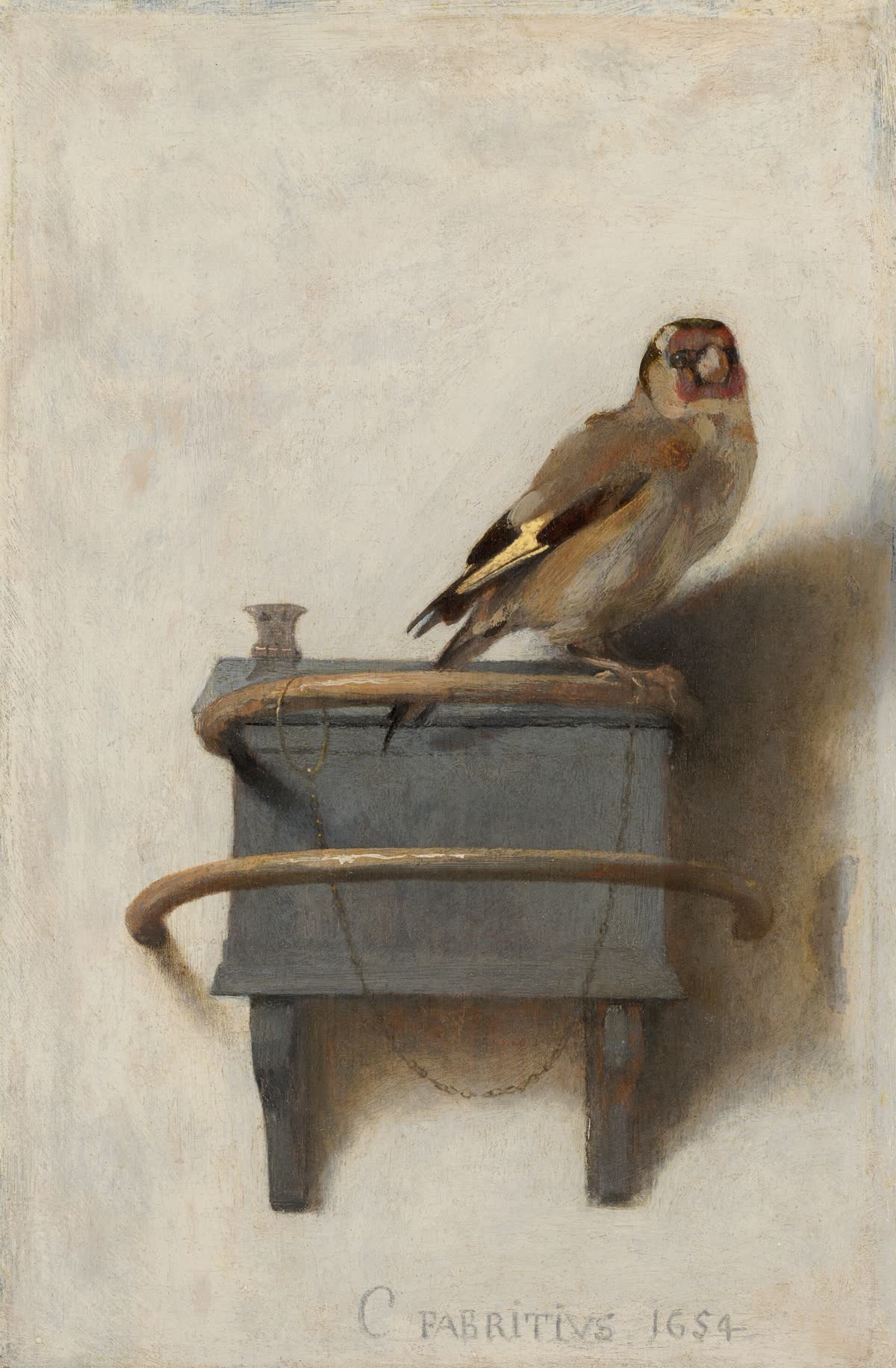Het puttertje van Carel Fabritius op een keramisch kunsttegeltje