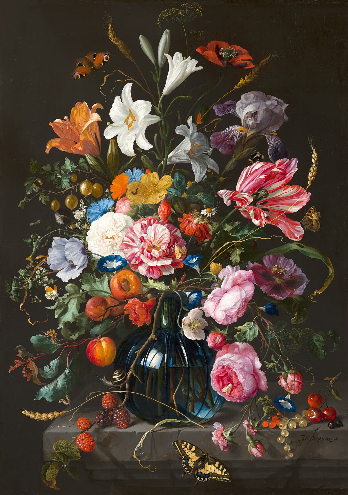 Vaas met bloemen van Jan Davidsz. de Heem op een keramisch kunsttegeltje