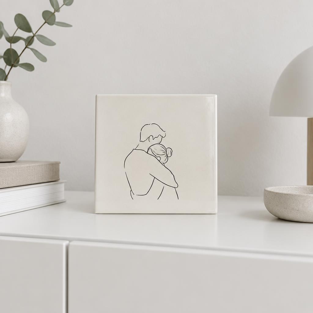 Lijntekening tegeltje: Minimalistische contour